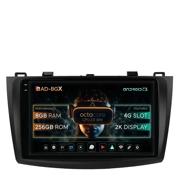 Navigatie Mazda 3 (2009-2013), Android, X-Octacore 8GB RAM + 256GB ROM, 9.5 Inch - AD-BGX9008+AD-BGRKIT320