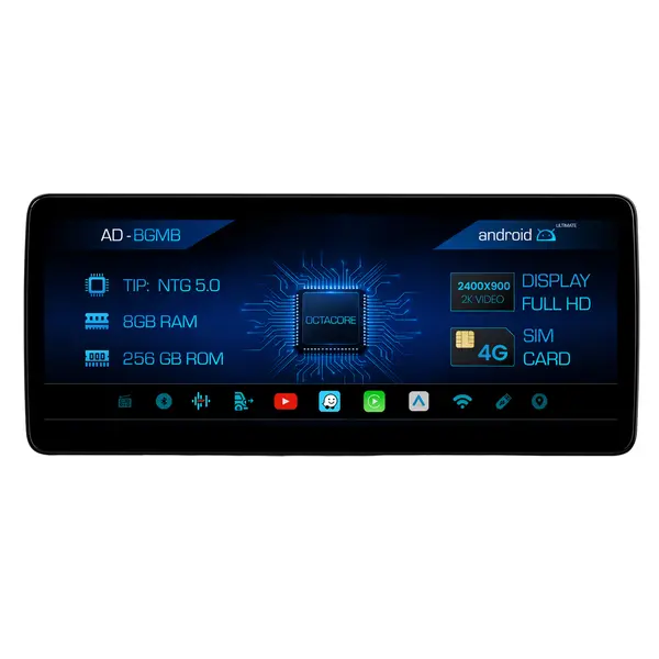 Navigatie Mercedes Benz A-Class W176 (2016-2018), NTG 5.0, Android, MB-Octacore, 8GB RAM + 256GB ROM, 12.3 Inch - AD-BGMB1200850V1