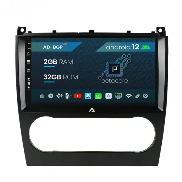 Navigatie Mercedes Benz C-Class W203 (2004-2008), Android 12, P-Octacore 2GB RAM + 32GB ROM, 9 Inch - AD-BGP9002+AD-BGRKIT414