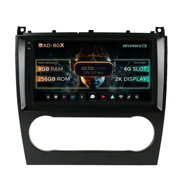 Navigatie Mercedes Benz C-Class W203 (2004-2011), Android, X-Octacore 8GB RAM + 256GB ROM, 9.5 Inch - AD-BGX9008+AD-BGRKIT414