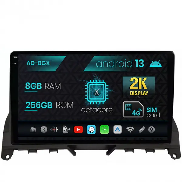 Navigatie Mercedes Benz C-Class W204 (2006-2012), Android 13, X-Octacore 8GB RAM + 256GB ROM, 9.5 Inch - AD-BGX9008+AD-BGRKIT419