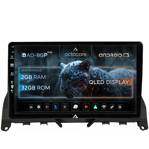 Navigatie Mercedes Benz C-Class W204 (2008-2012), Android, P-Octacore 2GB RAM + 32GB ROM, 9 Inch - AD-BGP9002+AD-BGRKIT419