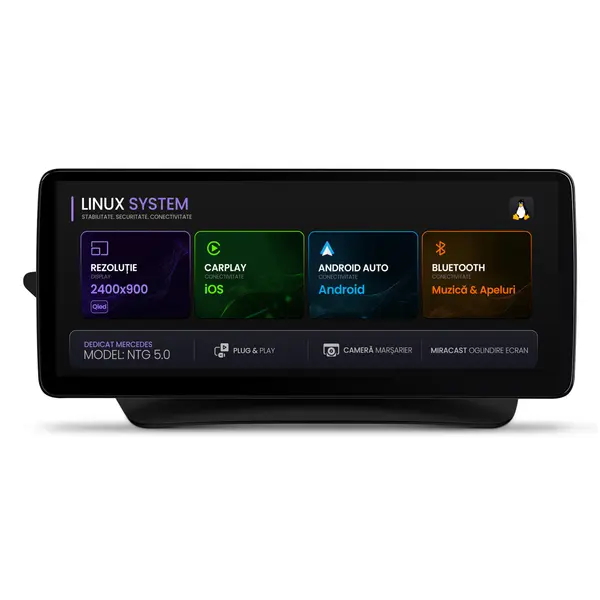 Navigatie Mercedes Benz E-Class C207 (2015-2016), Linux OS OEM, NTG 5.0, CarPlay Android Auto Wireless, MirrorLink, Camera AHD, 12.3 Inch -