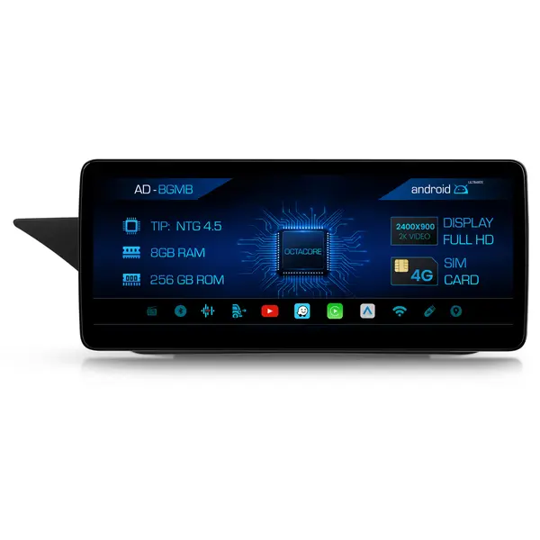 Navigatie Mercedes Benz E-Class W212 (2013-2014), NTG 4.5, Android, MB-Octacore, 8GB RAM + 256GB ROM, 12.3 Inch - AD-BGMB1200845+AD-BGRKITMB009