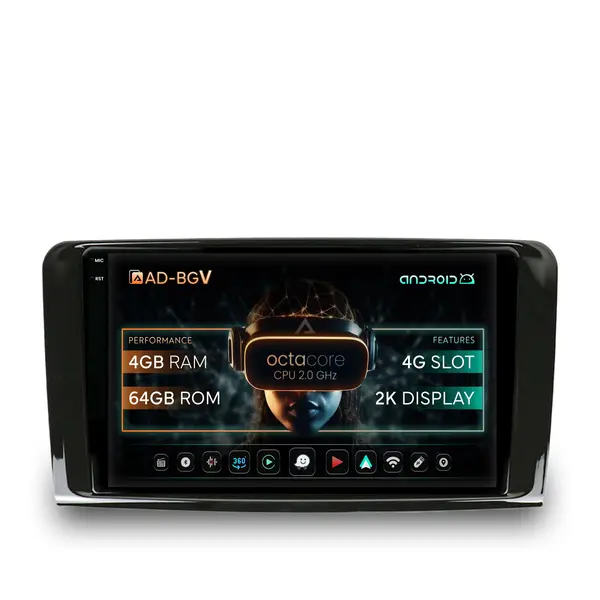 Navigatie Mercedes Benz ML W164 GL X164, Android, V-Octacore 4GB RAM + 64GB ROM, 9.5 Inch - AD-BGV9004+AD-BGRKIT405
