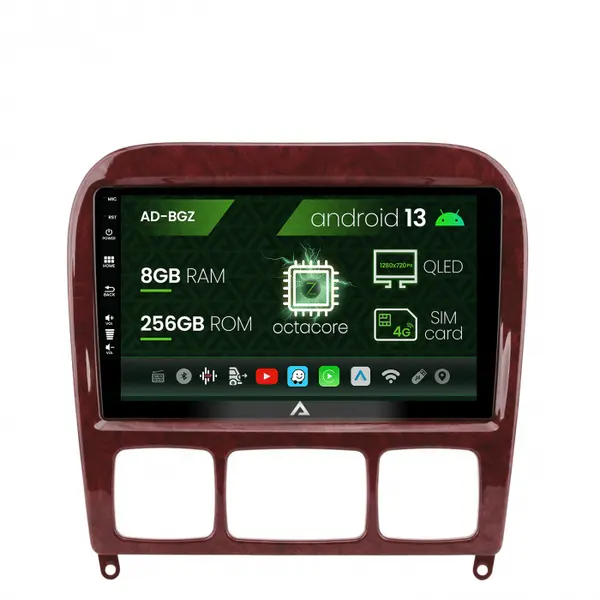 Navigatie Mercedes Benz S-Class (1998-2005), Android 13, Z-Octacore 8GB RAM + 256GB ROM, 9 Inch - AD-BGZ9008+AD-BGRKIT408