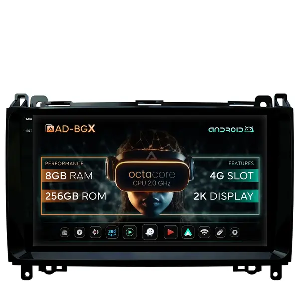 Navigatie Mercedes Benz Sprinter, Viano, Vito, A B Class, Crafter, Android, X-Octacore 8GB RAM + 256GB ROM, 9.5 Inch - AD-BGX9008+AD-BGRKIT407