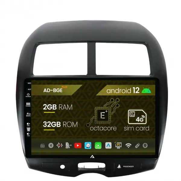 Navigatie Mitsubishi ASX Peugeot 4008 (2010-2018), Android 12, E-Octacore 2GB RAM + 32GB ROM, 10.1 Inch - AD-BGE10002+AD-BGRKIT267