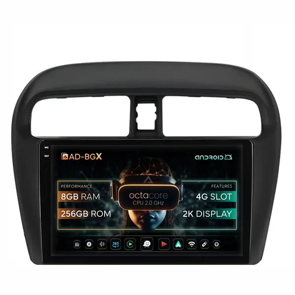 Navigatie Mitsubishi Space Star Mirage Attrage, Android, X-Octacore 8GB RAM + 256GB ROM, 9.5 Inch - AD-BGX9008+AD-BGRKIT267V3