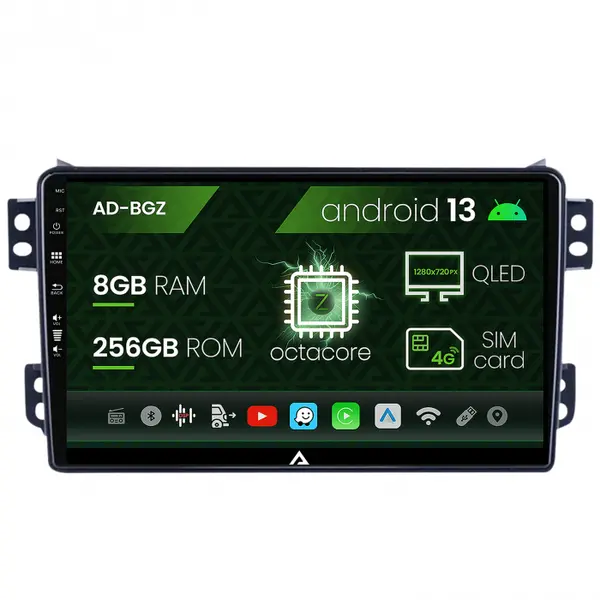 Navigatie Opel Agila Suzuki Splash (2007-2014), Android 13, Z-Octacore 8GB RAM + 256GB ROM, 9 Inch - AD-BGZ9008+AD-BGRKIT388V2