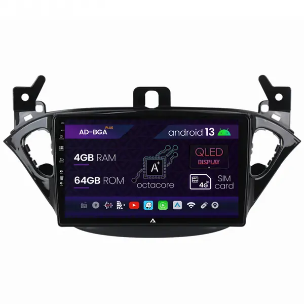 Navigatie Opel Corsa E Adam (2013-2019), Android 13, A-Octacore 4GB RAM + 64GB ROM, 9 Inch - AD-BGA9004+AD-BGRKIT387