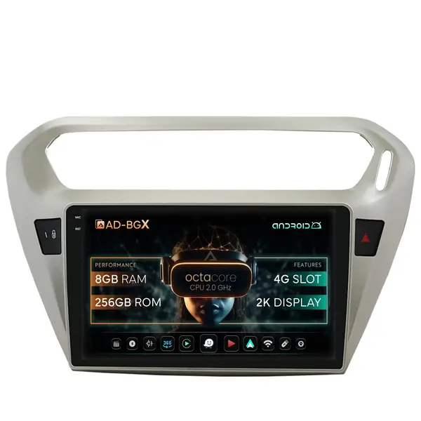 Navigatie Peugeot 301 Citroen C-Elysee, Android, X-Octacore 8GB RAM + 256GB ROM, 9.5 Inch - AD-BGX9008+AD-BGRKIT255