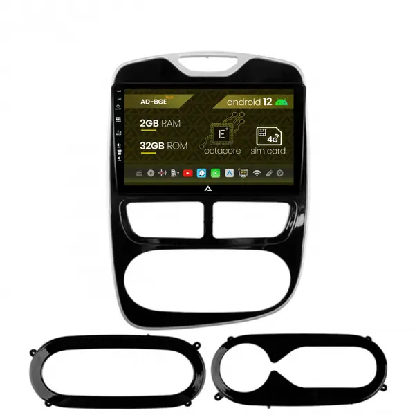 Navigatie Renault Clio IV (2012-2016), Android 12, E-Octacore 2GB RAM + 32GB ROM, 9 Inch - AD-BGE9002+AD-BGRKIT369-1216