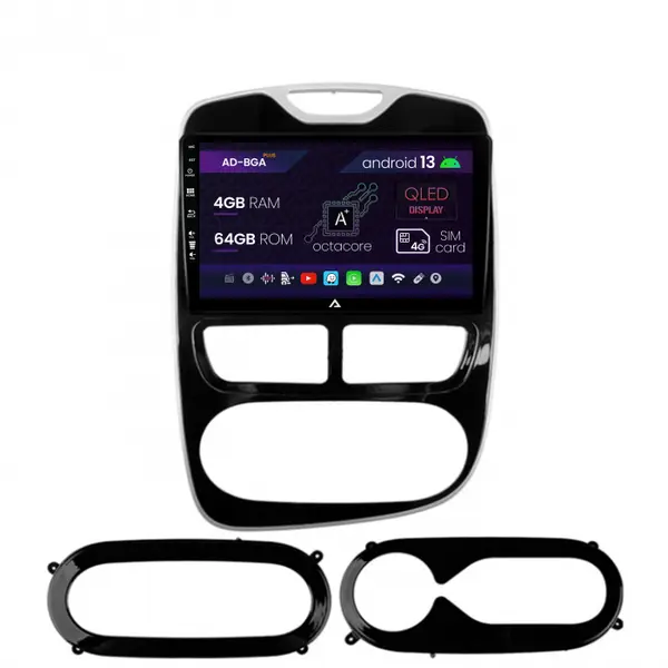 Navigatie Renault Clio IV (2012-2016), Android 13, A-Octacore 4GB RAM + 64GB ROM, 9 Inch - AD-BGA9004+AD-BGRKIT369-1216