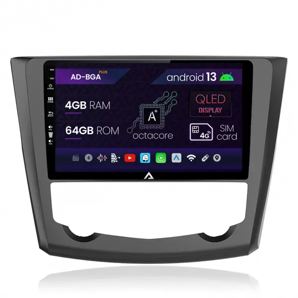Navigatie Renault Kadjar, Android 13, A-Octacore 4GB RAM + 64GB ROM, 9 Inch - AD-BGA9004+AD-BGRKIT364
