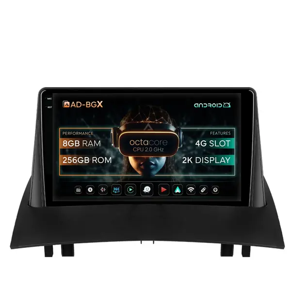 Navigatie Renault Megane 2 (2002-2009), Android, X-Octacore 8GB RAM + 256GB ROM, 9.5 Inch - AD-BGX9008+AD-BGRKIT371