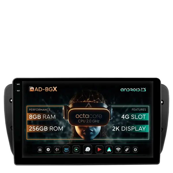 Navigatie Seat Ibiza (2009-2013), Android, X-Octacore 8GB RAM + 256GB ROM, 9.5 Inch - AD-BGX9008+AD-BGRKIT049