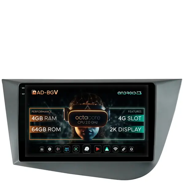 Navigatie Seat Leon (2005-2012), Android, V-Octacore 4GB RAM + 64GB ROM, 9.5 Inch - AD-BGV9004+AD-BGRKIT052