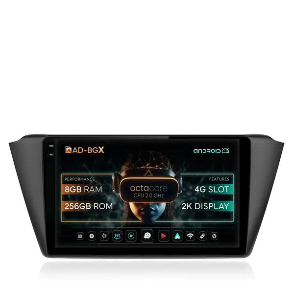 Navigatie Skoda Fabia (2015+), Android, X-Octacore 8GB RAM + 256GB ROM, 9.5 Inch - AD-BGX9008+AD-BGRKIT039