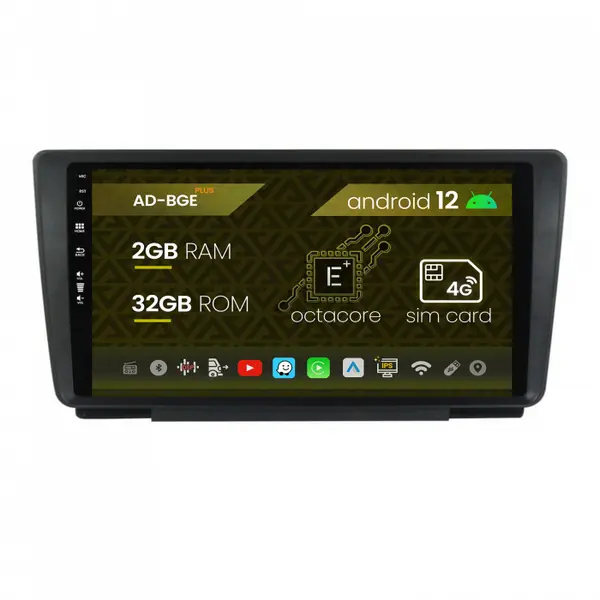 Navigatie Skoda Octavia 2, Android 12, E-Octacore 2GB RAM + 32GB ROM, 9 Inch - AD-BGE9002+AD-BGRKIT038