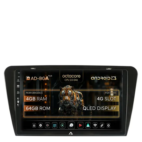 Navigatie Skoda Octavia 3 (2013-2018), Android, A-Octacore 4GB RAM + 64GB ROM, 10.1 Inch - AD-BGA10004+AD-BGRKIT026