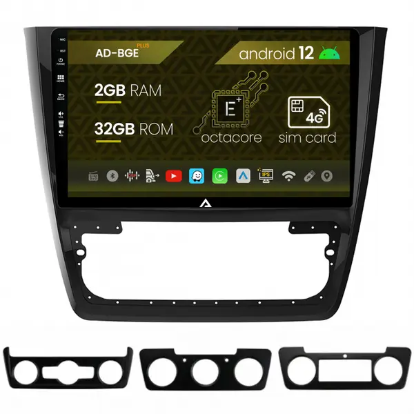 Navigatie Skoda Yeti, Android 12, E-Octacore 2GB RAM + 32GB ROM, 10.1 Inch - AD-BGE10002+AD-BGRKIT040
