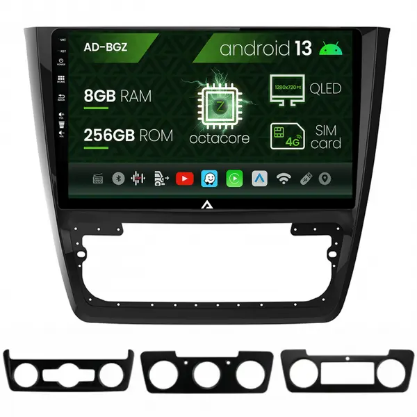 Navigatie Skoda Yeti, Android 13, Z-Octacore 8GB RAM + 256GB ROM, 10.1 Inch - AD-BGZ10008+AD-BGRKIT040