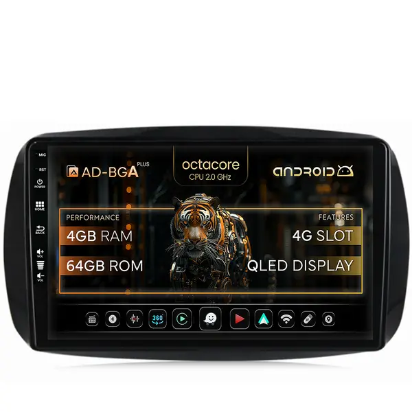 Navigatie Smart For Two (2016-Prezent), Android, A-Octacore 4GB RAM + 64GB ROM, 9 Inch - AD-BGA9004+AD-BGRKIT412