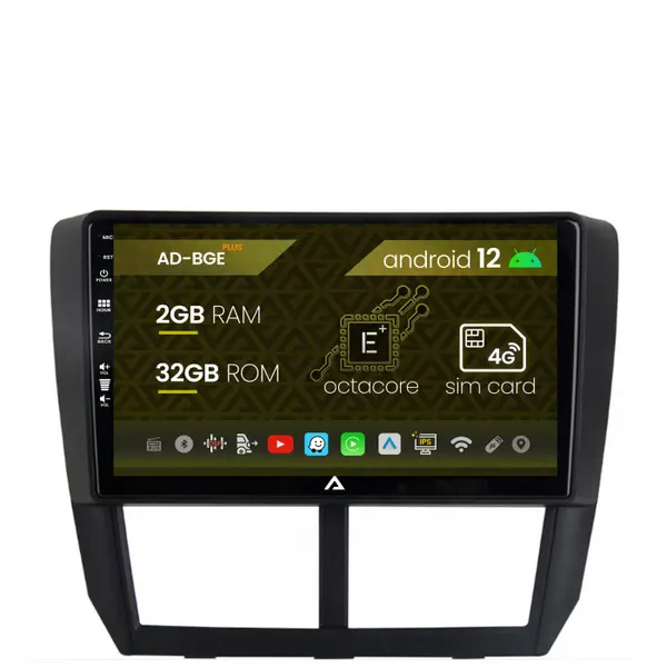 Navigatie Subaru Forester (2007-2013), Android 12, E-Octacore 2GB RAM + 32GB ROM, 9 Inch - AD-BGE9002+AD-BGRKIT333