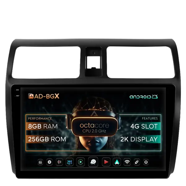Navigatie Suzuki Swift (2003-2010), Android, X-Octacore 8GB RAM + 256GB ROM, 9.5 Inch - AD-BGX9008+AD-BGRKIT301