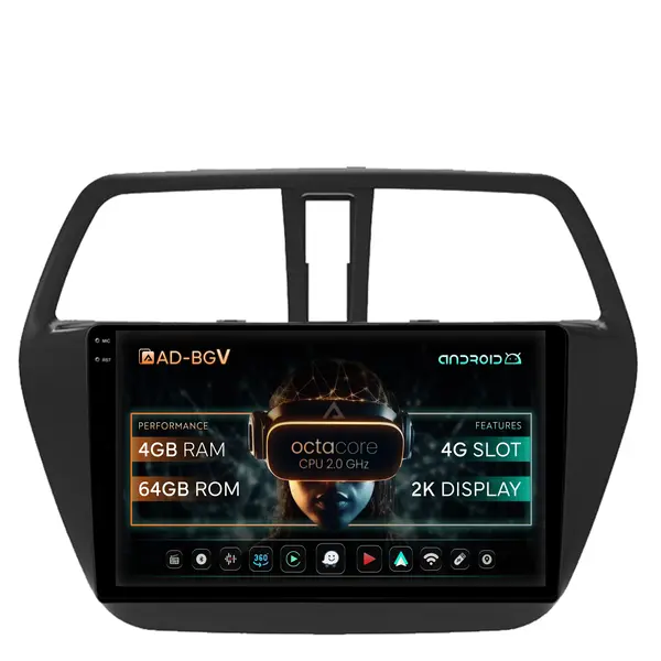 Navigatie Suzuki SX4 S-Cross (2014-2020), Android, V-Octacore 4GB RAM + 64GB ROM, 9.5 Inch - AD-BGV9004+AD-BGRKIT305