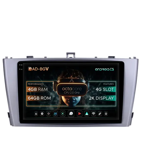 Navigatie Toyota Avensis (2008-2015), Android, V-Octacore 4GB RAM + 64GB ROM, 9.5 Inch - AD-BGV9004+AD-BGRKIT093-S