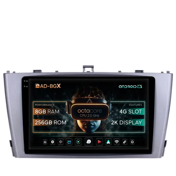 Navigatie Toyota Avensis (2008-2015), Android, X-Octacore 8GB RAM + 256GB ROM, 9.5 Inch - AD-BGX9008+AD-BGRKIT093-S