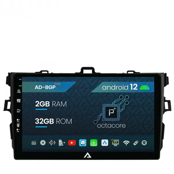 Navigatie Toyota Corolla (2007-2013), Android 12, P-Octacore 2GB RAM + 32GB ROM, 9 Inch - AD-BGP9002+AD-BGRKIT091