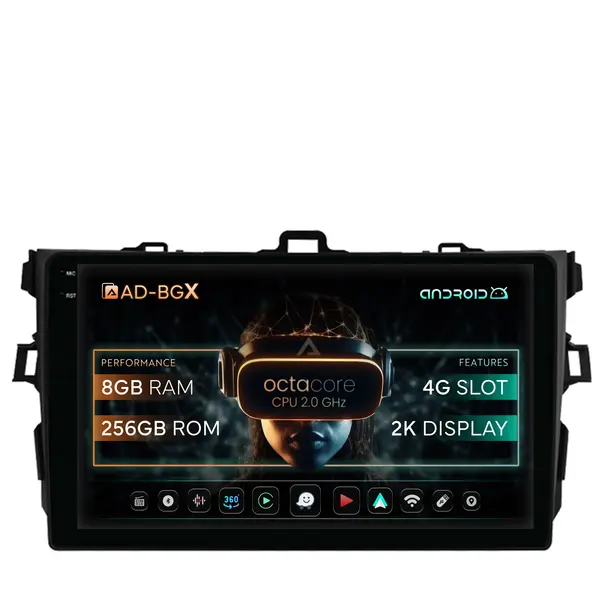 Navigatie Toyota Corolla (2007-2013), Android, X-Octacore 8GB RAM + 256GB ROM, 9.5 Inch - AD-BGX9008+AD-BGRKIT091