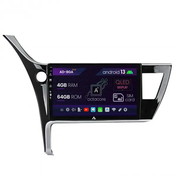 Navigatie Toyota Corolla Auris (2017-2020), Android 13, A-Octacore 4GB RAM + 64GB ROM, 9 Inch - AD-BGA9004+AD-BGRKIT079