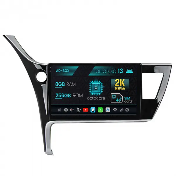 Navigatie Toyota Corolla Auris (2017-2020), Android 13, X-Octacore 8GB RAM + 256GB ROM, 10.36 Inch - AD-BGX10008+AD-BGRKIT079
