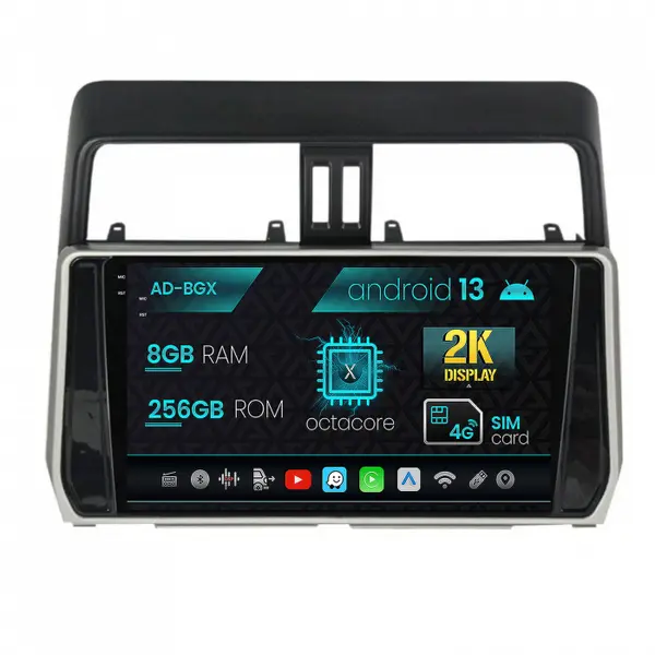 Navigatie Toyota Land Cruiser Prado J150 (2018+), Android 13, X-Octacore 8GB RAM + 256GB ROM, 9.5 Inch - AD-BGX10008+AD-BGRKIT078