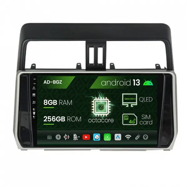 Navigatie Toyota Land Cruiser Prado J150 (2018+), Android 13, Z-Octacore 8GB RAM + 256GB ROM, 10.1 Inch - AD-BGZ10008+AD-BGRKIT078