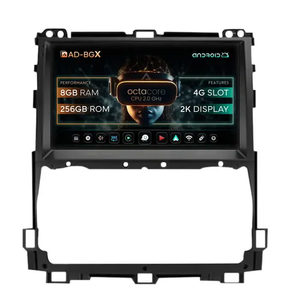 Navigatie Toyota Prado J120 (2002-2010), Android, X-Octacore 8GB RAM + 256GB ROM, 9.5 Inch - AD-BGX9008+AD-BGRKIT084