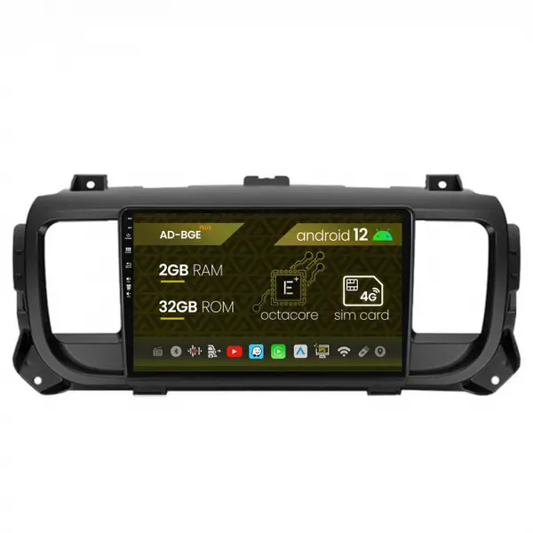 Navigatie Toyota Proace (2016+), Android 12, E-Octacore 2GB RAM + 32GB ROM, 9 Inch - AD-BGE9002+AD-BGRKIT065V2
