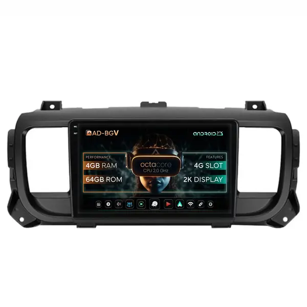 Navigatie Toyota Proace (2016+), Android, V-Octacore 4GB RAM + 64GB ROM, 9.5 Inch - AD-BGV9004+AD-BGRKIT065V2