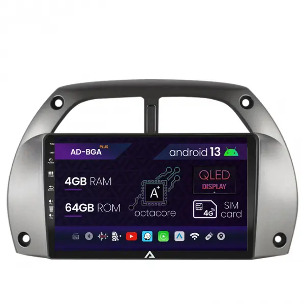 Navigatie Toyota RAV4 (2001-2006), Android 13, A-Octacore 4GB RAM + 64GB ROM, 9 Inch - AD-BGA9004+AD-BGRKIT109