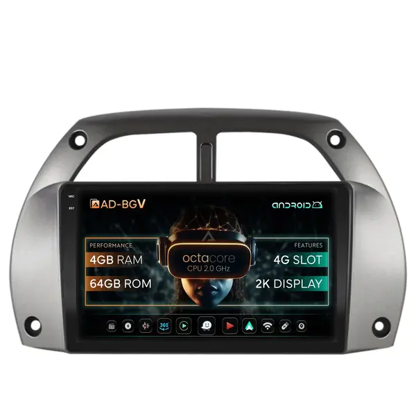 Navigatie Toyota RAV4 (2001-2006), Android, V-Octacore 4GB RAM + 64GB ROM, 9.5 Inch - AD-BGV9004+AD-BGRKIT109