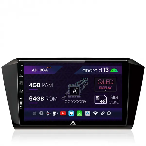 Navigatie Volkswagen Passat B8, Android 13, A-Octacore 4GB RAM + 64GB ROM, 10.1 INCH - AD-BGA10004+AD-BGRKIT037