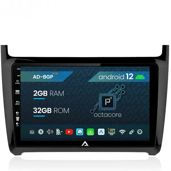 Navigatie Volkswagen Polo (2009+), Android 12, P-Octacore 2GB RAM + 32GB ROM, 9 Inch - AD-BGP9002+AD-BGRKIT033
