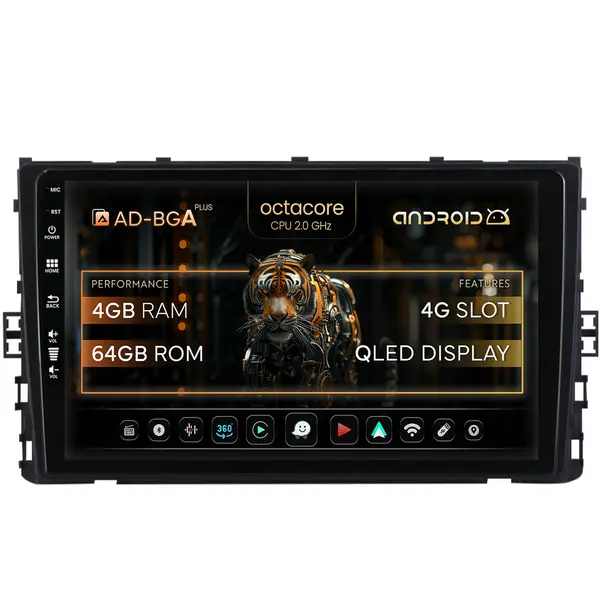 Navigatie Volkswagen Polo (2018+), Android, A-Octacore 4GB RAM + 64GB ROM, 9 Inch - AD-BGA9004+AD-BGRKIT041