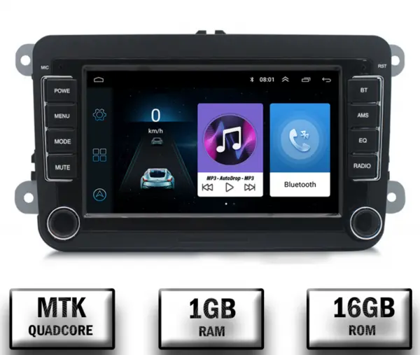 Navigatie Volkswagen, Skoda, Seat, Android 10, P-Quadcore 1GB RAM + 16GB ROM, 7 Inch - AD-BGPW7MTK