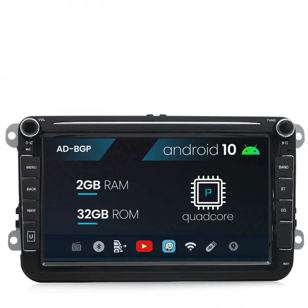 Navigatie Volkswagen, Skoda, Seat, Android 10, P-Quadcore 2GB RAM + 32GB ROM, 8 Inch - AD-BGPW8MTK2GB