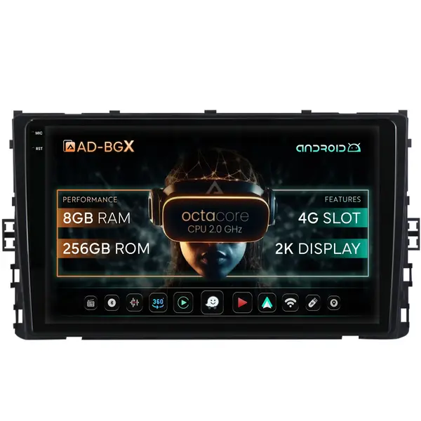 Navigatie Volkswagen Taigo (2021+), Android, X-Octacore 8GB RAM + 256GB ROM, 9.5 Inch - AD-BGX9008+AD-BGRKIT041V5